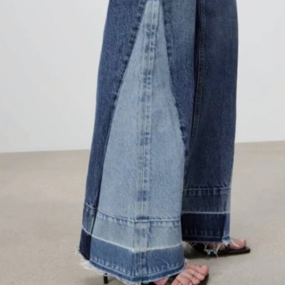 Zara Wide Leg Patchwork Jeans (Size 25) - Picture 5 of 6